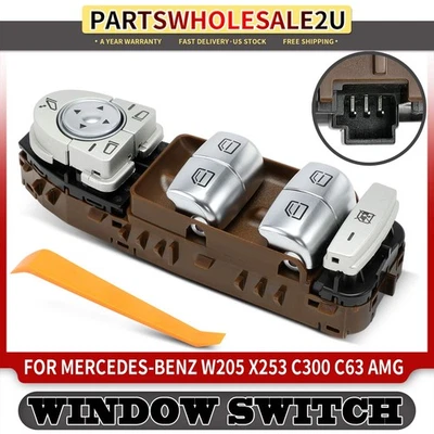 Interruptor de ventana eléctrica delantero izquierdo marrón para Mercedes-Benz W205 X253 C300 C63 AMG Foto 1 de 4