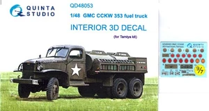 Quinta Studios 1/48 GMC CCKW 353 FUEL TRUCK 3D DECAL COLORED INTERIOR SET Tamiya - Picture 1 of 7