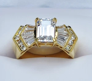 Klassischer Cocktail-Dinner-Ring Gelbgold über Sterlingsilber - Größe 7,5 - Bild 1 von 8