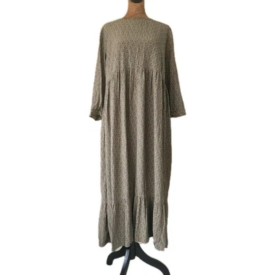 LOFT платье женщин оливковый зеленый и черный печать оборки кромки размер M скромный богемное - Изображение 1 из 4