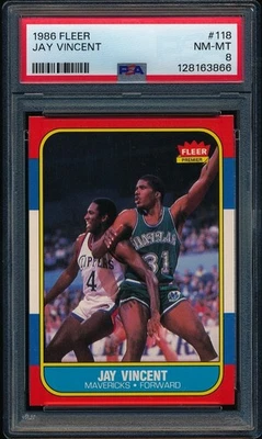 1986-87 Fleer Basketball Jay Vincent #118 Graded PSA 8 NM-MT - Image 1 of 2