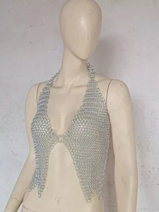 Top de cota de malla de aluminio plateado a tope para mujer moda propósito regalo - Imagen 1 de 3