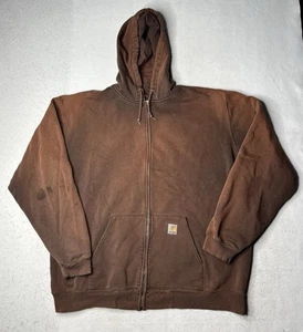 Vintage Carhartt K185 DKB Full Zip Distressed Faded Hoodie Sweatshirt Herren 2XL Tall - Bild 1 von 6