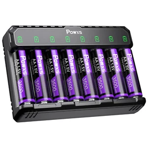 POWXS 8pcs 3500mWh 1.5V Lithium AA Akkus Batterien mit 8 slots Ladegerät - Bild 1 von 13
