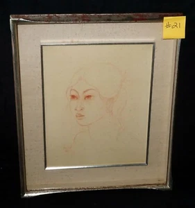 1977 Bali Pastell Portrait Gemälde "Junge Frau" von Hans Snel (1925-1998)(***) - Bild 1 von 7