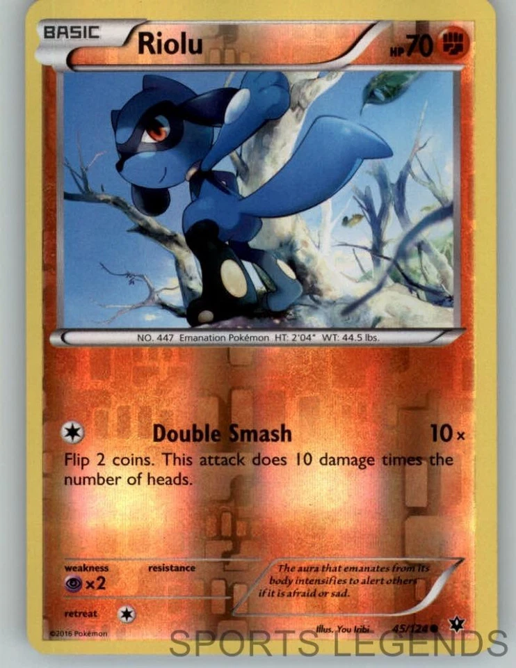 2016 pokemon Fates Collide reverse holo Riolu 45/124 - Image 1 of 1