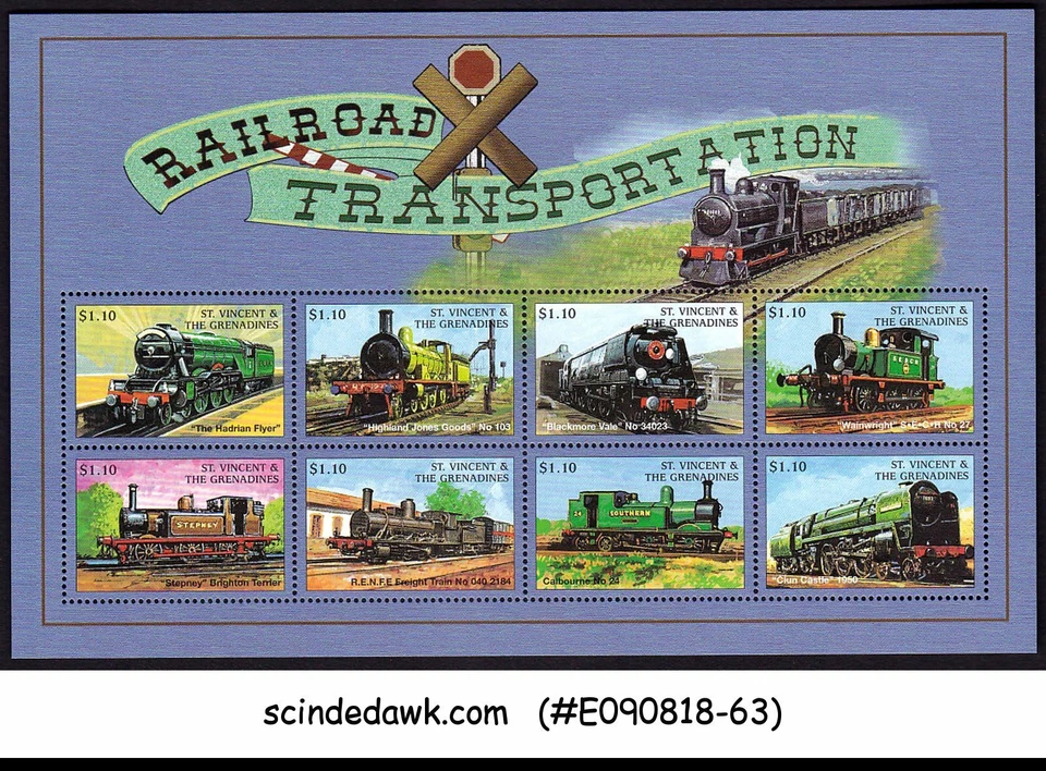 ST VINCENT & GRENADINES 1998 RAILROAD TRANSPORTATION / RAILWAY TRAINS M/S MNH - Image 1 of 1