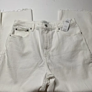 Pantalones de mezclilla Abercrombie & Fitch botón mosca dobladillo crudo acampanado tiro ultra alto 31 12R - Imagen 1 de 7