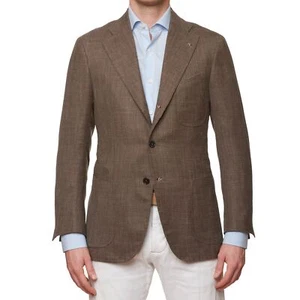 Sartoria CHIAIA Bespoke Handmade Brown Hopsack Wool-Silk-Linen Jacket 50 NEW US - Picture 1 of 7