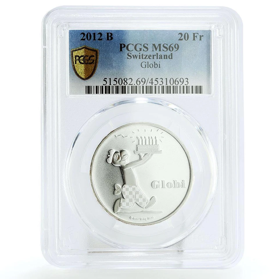 Switzerland 20 francs Cartoons Globi Parrot Bird MS69 PCGS silver coin 2012 - Image 1 of 2