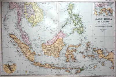 EAST INDIA ISLANDS; Victorian Colour Map (c1890) Burma, Siam, Singapore - 47 - Image 1 of 4