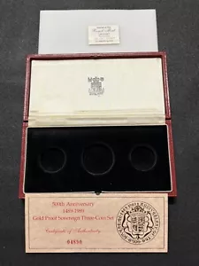 1989 Royal Mint 3 Coin Sovereign Gold Proof Box, COA No Coins -500th Anniversary - Picture 1 of 2