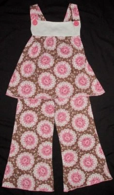 $65 Nuevo Con Etiquetas Tralala 5 6 Conjunto de Vestido Columpio Tejido Algodón Palazzo Pantalones Marrón Rosa Boho Foto 1 de 4