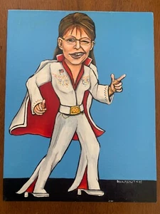 Pintura satírica de Dana Ellyn SARAH PALIN como ELVIS - Sarah ha dejado el edificio - Imagen 1 de 3