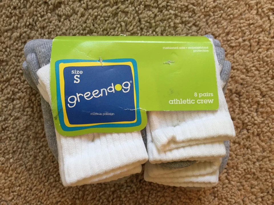 Nuevo Greendog Niños Niños y Niñas Calcetines 8 Pares Cuarto Atlético Crew. Talla S Foto 1 de 1