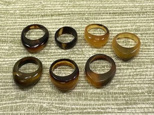 Bernstein Kunstschale Zelluoid Ring verschiedene Größen braun Karmel Vintage Menge 7 - Bild 1 von 24