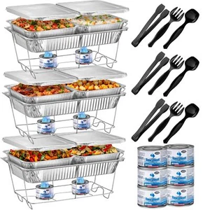 Disposable Chafing Dish Buffet Set Food Warmers for Parties Complete 33 Pcs o... - Picture 1 of 8