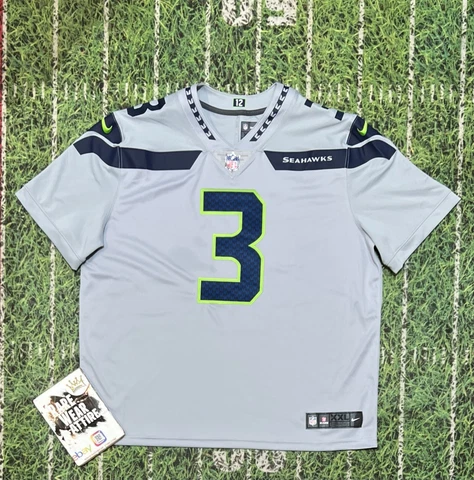 Russell Wilson #3 Seattle Seahawks Football Nfl Grey Nike Jersey 2x Cover