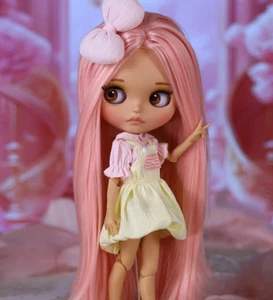 Blythe Puppe matt Gesicht Gelenk Körper große Lippen rosa Haare Perücke Augen 4 Farben Geschenke Spielzeug - Bild 1 von 24