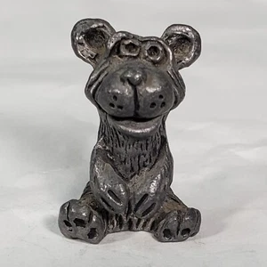 Michael Ricker Pewter Miniature Figurine Bear Cub Sitting Animal Cartoon Vintage - Picture 1 of 6