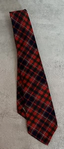 VINTAGE TARTAN WOOL TIE Botany Cameron Scottish Hand Woven Red Black Plaid - Picture 1 of 3