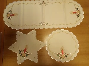 Weihnachtsdecken Set 3 teilig Plauener Spitze rund + oval + Stern - Bild 1 von 2