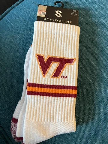 NCAA Strideline Virginia Tech Hokies Premium Athletic Full Socks, White/Maroon Cover