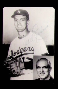 Lanzador de béisbol Carl Erskine autógrafo original en foto de los L. A. Dodgers - Imagen 1 de 1