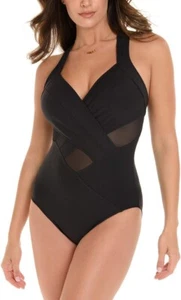 Miraclesuit Womens Madero One Piece Swimsuit Black Size 8 - Picture 1 of 6