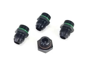 Fuel Rail Fitting Kit 3 -8AN adapters & 1 Plug - For Holley or Other -8ORB Rails - Picture 1 of 7