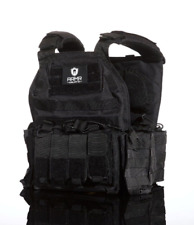 Tactical Vest -Tac Plate Carrier - Black w/ 7 Mag Pouches - Military Adjustable
