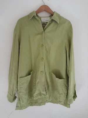 Chaqueta de mujer vintage de gran tamaño cómoda de lino talla 4 tareas al aire libre bolsillos de parche  Foto 1 de 4