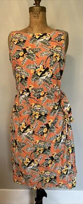 女士 Patagonia Pataloha 有机棉夏威夷鸟印花裹身连衣裙 10 码 — 第 1/4 张图片