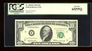 DBR 1969 $10 FRN Richmond Gem Fr. 2018-E PCGS 65 PPQ Serial E00780208A - Picture 1 of 2