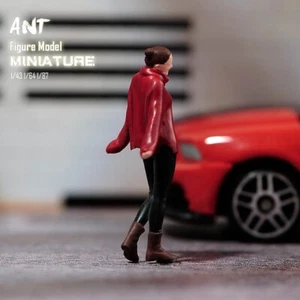 1/43 Scene Props Red Sweater Girl Miniatures Figures Model For Cars Vehicle Toys - Picture 1 of 8