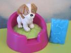 Barbie Doll Mini Pet Shop Jointed 1.5" Puppy Dog Playset W/Bed Food Sack Lot Set