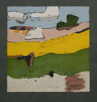 Klaus Fussmann spitzen Farblinolschnitt Raps in der Ukermark wunderschönes Blatt - Bild 1 von 3