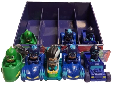 Lote de 8 coches de juguete de plástico PJ Masks 4" Hasbro Gecko/Ninja nocturno/Gato niño/Romeo Foto 1 de 2
