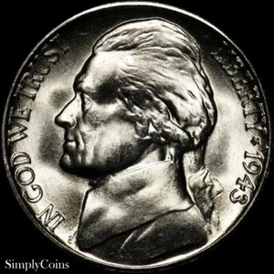 1943-S Jefferson Silver War Nichel BU GEM moneta USA fior di conio fior di conio MQ - Foto 1 di 10