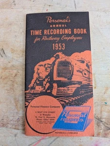 VTG Personal Finance Co 1953 Time Recording Book For Railway Employees Unused - Picture 1 of 12