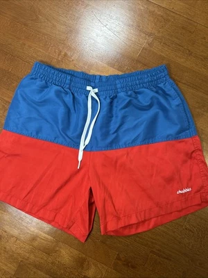 Chubbies Blue & Red Colorblock Men's Swim Trunks Board Shorts Size XL USA - Image 1 of 4