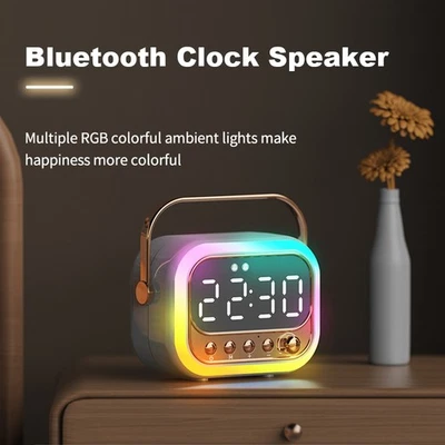 Portable Dual Alarm Clocks FM Radios MMC MP3 Player Bluetooth Speaker Night Lamp - Image 1 of 4