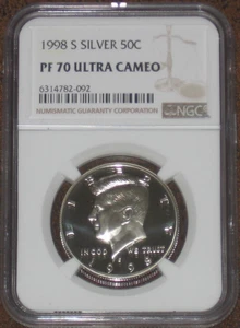 1998 S Silber PP JFK Kennedy Half Dollar NGC PF70 UCAM PR 50c - Bild 1 von 2