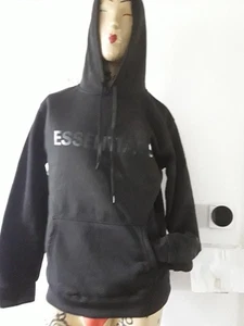 Men Essential Hooded Top Black With Logo- Front Sleeve-Back-Size XL £9.99 New! - Picture 1 of 7