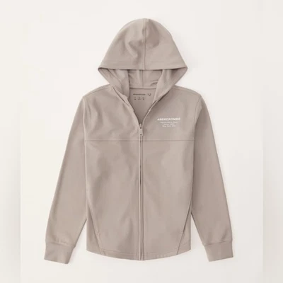 Sudadera con capucha marrón con cremallera Abercrombie para niños talla 9-10 Foto 1 de 4
