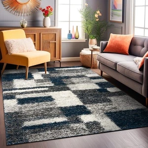 Rugshop Area Rugs Distressed Modern Boxes Plush Shag Carpet Rugs for Living Room - Picture 1 of 37