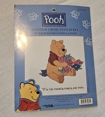 Nuevo de Lote Antiguo Artes de Ocio Winnie the Pooh Kit de Punto de Cruz Pensamientos Posies & Pooh #34032 Foto 1 de 4