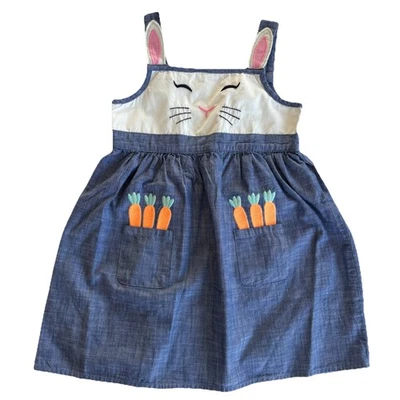 Gymboree Chambray Bunny Rabbit Easter Dress Girls 6 Embroidered NWT ($49.95) - Image 1 of 4