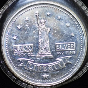 Johnson Matthey, la Casa de la Moneda de Estados Unidos en Carson City, plata fina 999, ronda artística de 1 onza - Imagen 1 de 2