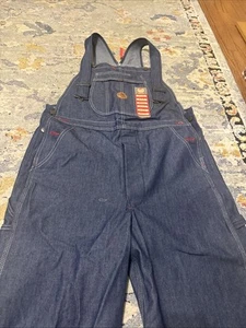 Red Kap Men's Denim Bib Utility Overalls 36x28” Blue Jeans Cargo Pockets New - Picture 1 of 14